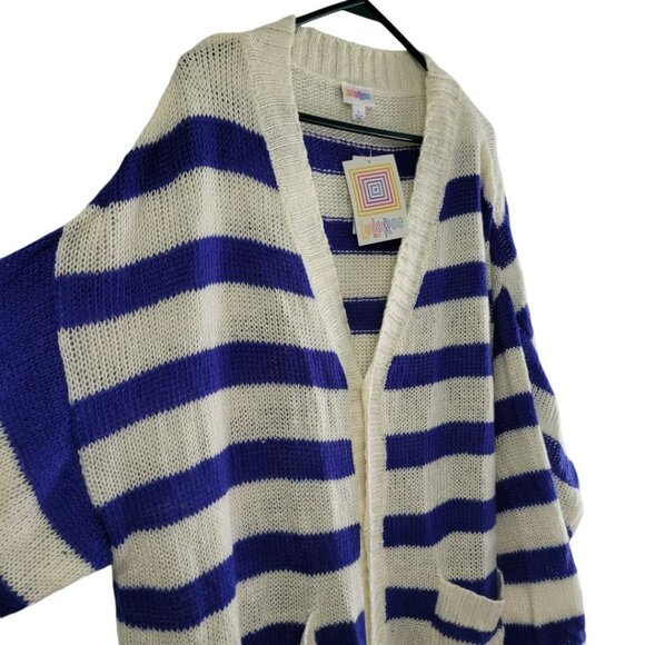 Lularoe Lucille Cardigan Sweater Womens Oversized Large Striped Buttons Plus - Picture 4 of 8